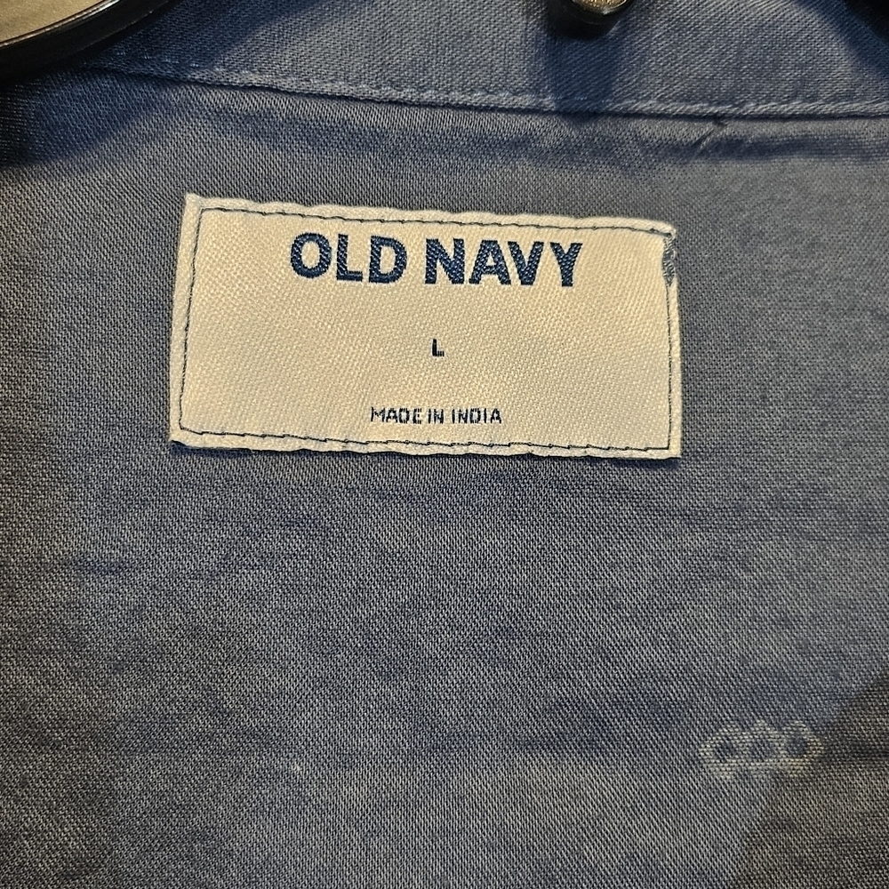 Old Navy Greyish Blue 54% Cotton 46% Rayon Button Up Shirt Size L - Picture 4 of 5